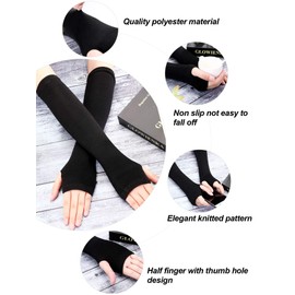Satin 4 Pairs Long Fingerless Gloves Warmer Thumb Hole Elbow Length Gloves for Women -