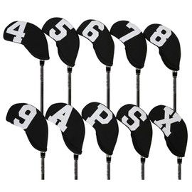ideastore Golf Iron Covers Headcovers Wedge Covers Club Headcovers Set of 10 (Black)