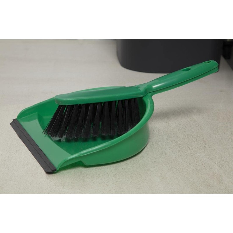 Jantex Soft Dustpan and Brush Set, Green, 220mm Wide, Colour