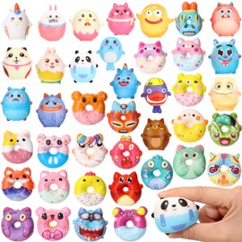 Halloscume 72 Pack Slow Rising Squishies Animal Donut Squishy Stress Ball Mini Stress Relief Toys Bulk Anxiety Sensory Stress Toys for Classroom Prizes Party Favor Goodie Bag Carnival Prizes