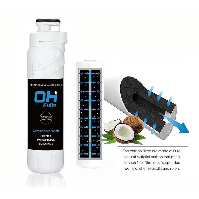W10413645A Refrigerator Water Filter Replacement, Compatible with W10413645A Filter 2