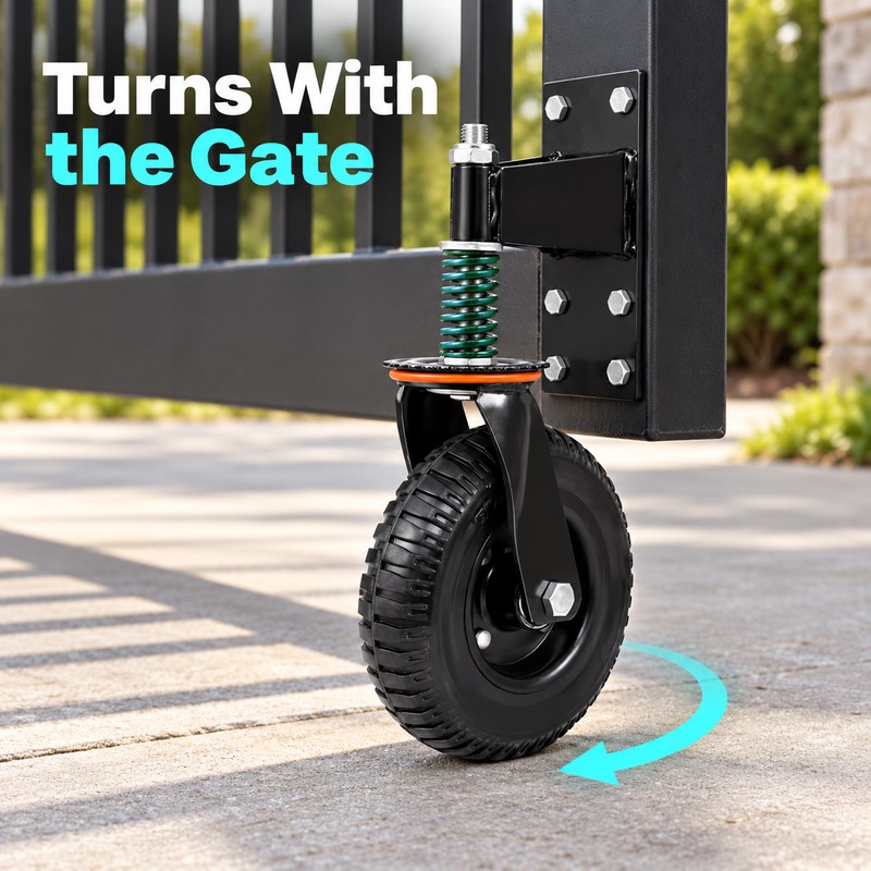 8 Inch Spring Loaded Heavy Duty Gate Wheel, 600 lb