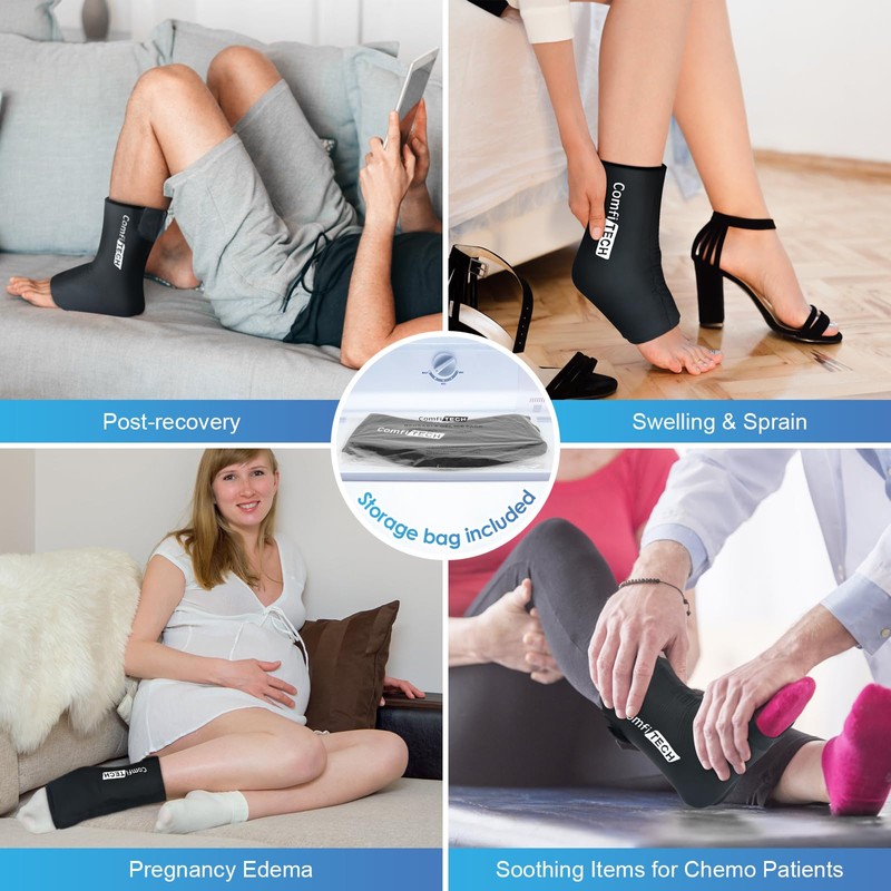 Comfitech Ankle Ice Pack Wrap Sleeve with Large Opening, Reusable