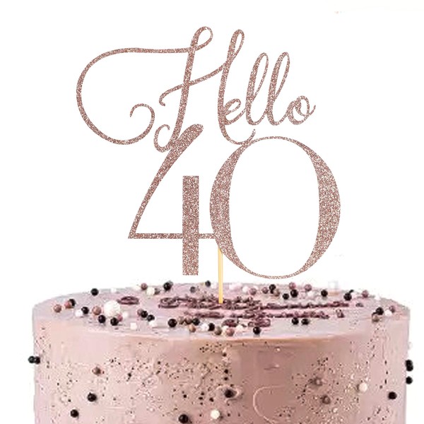 YESSWL Hello 40 - Decoración para tartas de 40 cumpleaños, decoración para tartas de 40 cumpleaños, decoración para tartas de 40 aniversario de boda, decoración para tartas de fiesta, feliz cumpleaños