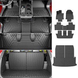 powoq 6&7 Seats Floor Mat Compatible with 2024-2025 Lexus TX350 TX500H TX550H+ Cargo Mat Cargo Liner TPE Backrest Trunk Liner Replacement for 2024 2025 Lexus TX Accessories