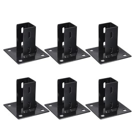 uxcell 6pcs Post Base Channel with 4 Holes for 2" Single Strut Channel Carbon Steel Square for Single Channel Fence Post Base Side Orientation 5.3"x 5.3" Square Base Black