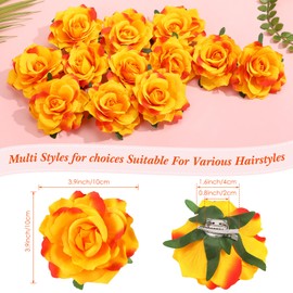 Waydress 30 Packs Flower Hair Clip Rose Hair Accessories Floral Hairpin Brooch Flowers Pin Brooch for Bridal Headpiece Accessories Wedding(Orange,4 Inch)
