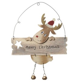 Heaven Sends Hanging Wooden Reindeer Merry Christmas Decoration