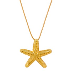Hremhoo Coastal Seashell Starfish Necklaces for Women Big Conch Starfish Pendant Necklace Summer Beach Shell Necklaces Mermaid Costume Jewelry for Women (starfish, gold)