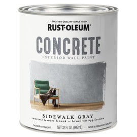 Rust-Oleum 379908 Concrete Interior Wall Paint, Quart, Sidewalk Gray