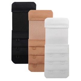 LeonHien Women's Bra Extenders 2 Hook / 3 Hook / 4 Hook, Stretchy Soft and Comfortable Bra Strap Extension (Stretchy 2 Hook Bra Extender 3pcs-1)