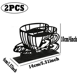 Freestanding Napkin Holder, Napkin Holder, Small Metal, Iron Napkin Holder, Coffee Cup Design, Used in Restaurants, Kitchen Worktops, Hotels, Dining Tables, Bars (Black)