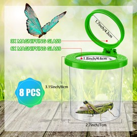 Insert Bug Viewer for Kids, 8PCS Magnifying Insect Box Bug Catcher Kit for Kids Bug Magnifier Container Critter Insect Bug Cage Bug Jar, Magnifier Backyard Explorer Insect Bug Viewer Collecting Kit