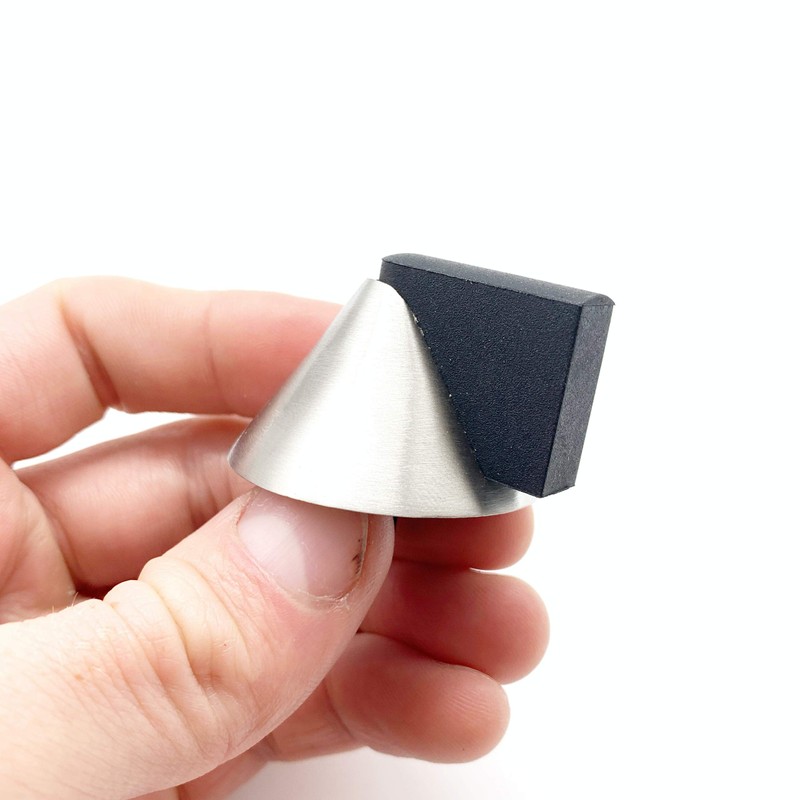 Door Stop Floor Mounted Cone Designer Pattern Satin Stainless Steel