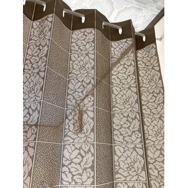 Accordion Curtain Room Divider Noren Partition Heat Shielding Energy Saving Adjustable Length 39.4 x 98.4 inches (100 x 250 cm) Flower Stripe KL31139 (Brown, CM516)