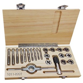 HHIP 1011-0007 22 Piece 1/4-1/2" High Speed Steel Tap and Die Set
