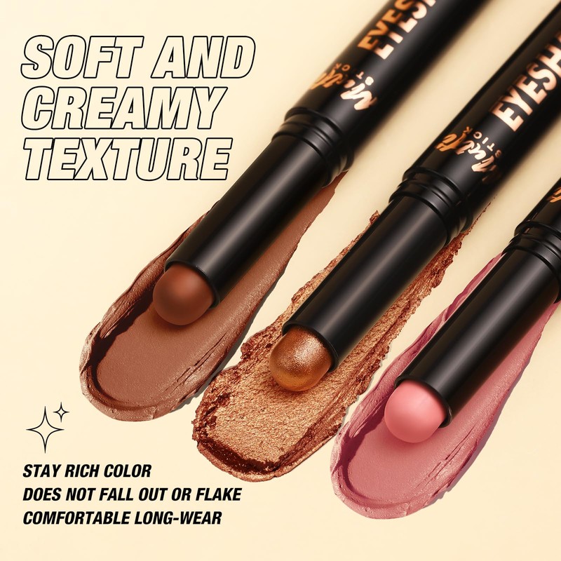 LANGMANNI 8Colors Dual-Ended Cream Eyeshadow Stick Set – Silky Smooth,