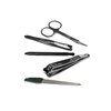 Black & Silver Metal Manicure Set (5 Pieces) - Durable,
