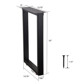 ALLCOS 22 Inch Bench Legs Metal Coffee Table Legs Heavy Duty Table Legs Iron Bench Legs, Black, Set of 2