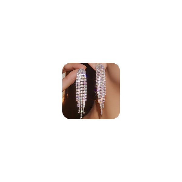 Denifery Rhinestone Crystal Tassel Long Sparkle Dangle Earrings Crystal Chandelier