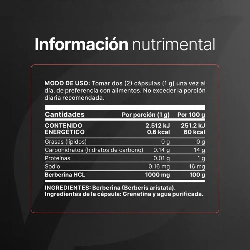 Berberina Pura 60 Cápsulas B Life 1000 Mg Pure Berberine