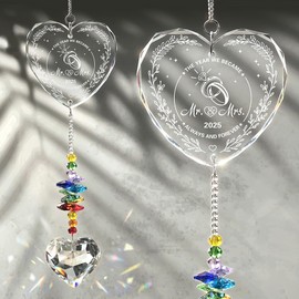Crystal Suncatcher - Mr & Mrs 2025 Wedding Keepsake, Wedding Anniversary Keepsake, Bridal Shower Gift for Newlyweds, Themed Indoor Hanging Decor - Bride's Home Decoration or Ceremony Souvenir