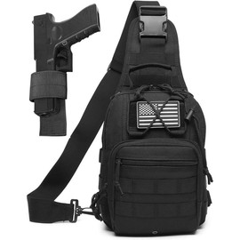Small Sling Bag for Men with Holster EDC Shoulder CCW Crossbody 7 Liters - Color: Black