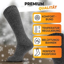 OCERA 6 Pairs of Men's Thermal Knee Socks with Full Terry Cloth and Soft Waistband in Colour Mix, 2 x grey, blue and anthracite