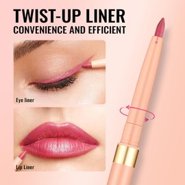 Oulac Lápiz delineador de ojos retráctil rosa 2 en 1, impermeable, para delineador de ojos y delineadores de labios, suave y cremoso, acabado mate de larga duración, vegano y libre de crueldad, 04 Pink Treat