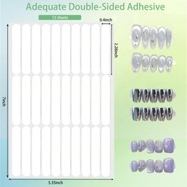 Qenk 12 Sheets Double Sided Tape for Nails with 1 Tweezer, Nail Tape for Press on Nails, Double Sided Nail Tape for Nail Art Display Salon Supplies