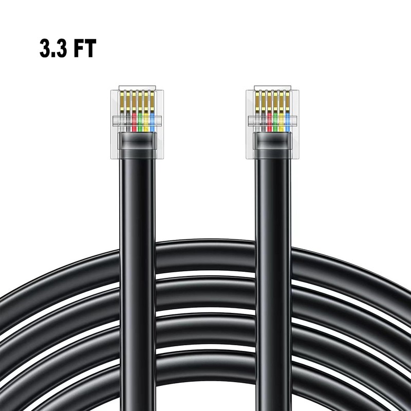 Jozzai RJ12 Phone Cable, 3.3FT 4Pack, 6P6C, Male to Male