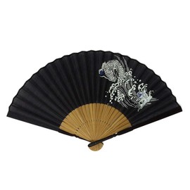 Fashionable kimono Iroha Hand Fan, Discharge Style, 90% Cotton, 10% Linen (462: Gate to the Ryu), 462: Climbing gate, Free size