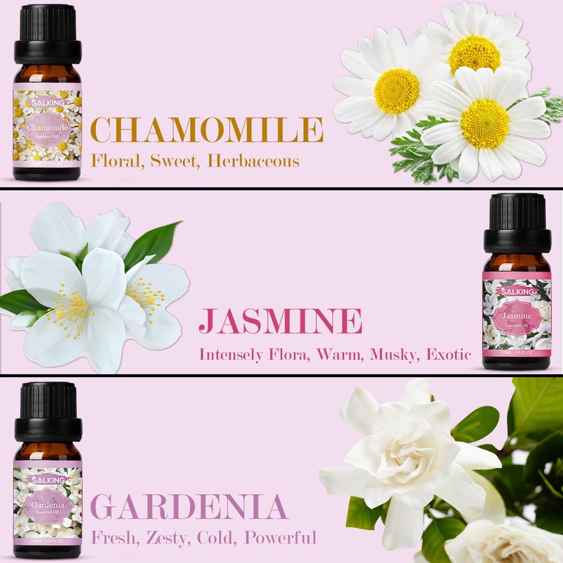 SALKING Floral Essential Oils Set, Premium Pure and Natural Essential Oils,