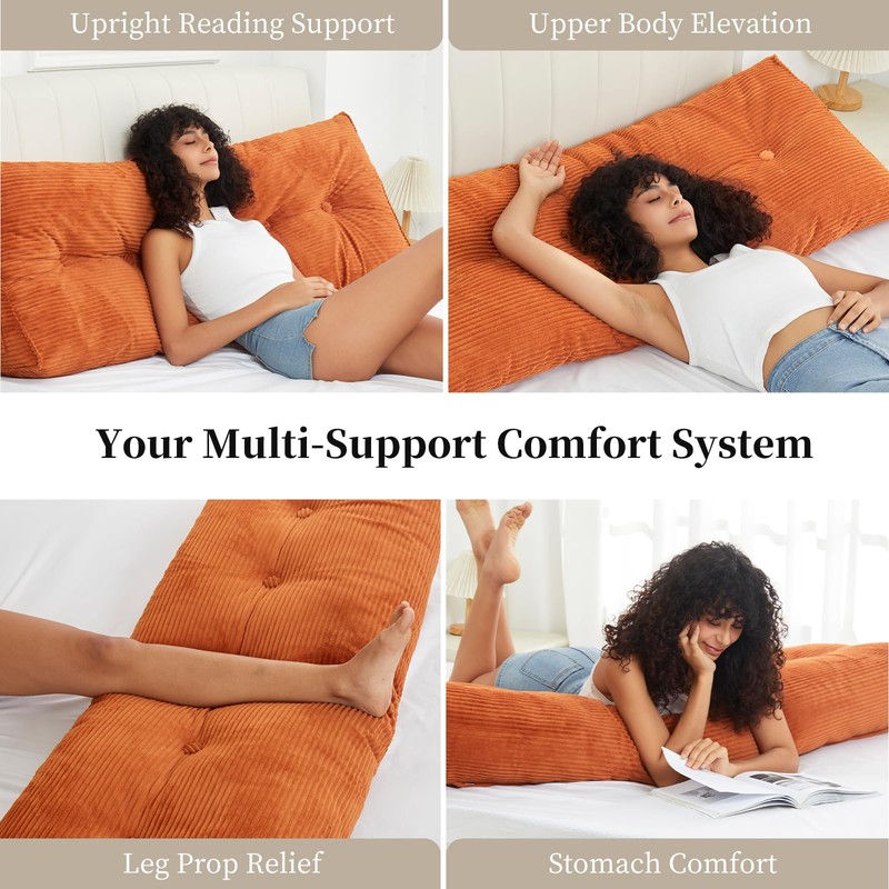 Large Headboard Wedge Pillows for Sitting Up in Bed Rest