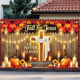 Cmialusie Fall for Jesus Autumn Religious Cross Garden Banner - Outdoor Thanksgiving Decorations with Pumpkins, Sunflowers, and Inspirational Quote