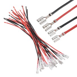 sourcing map 20Pcs Female Spade Crimp Terminal with Insulating Sleeve 2.8mm and 4.8mm, Female Spade Quick Connector Assortment Kit with 20cm Wires, Flame Retardant Cover
