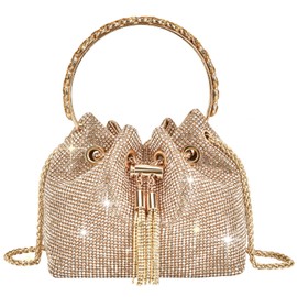 TOPALL Upgrade Rhinestone Evening Bag Bling Purse Sparkly Diamond Silver Clutch Purses for Women Party Club Wedding Prom (Medium)