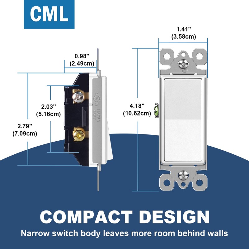CML 3 Way Matte White Decorator Paddle Rocker Wall Light