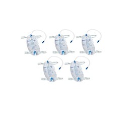Teleflex Medical Inc Teleflex Easy-Tap Leg Bag, Medium, 19 oz, 500 ml, 18 Tubing, Anti-Reflux Valve, Cloth Straps, Easy Flip Drain (Pack of 5), White