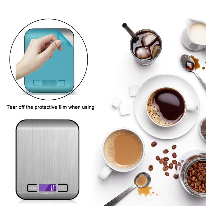 Digital kitchen scale 5kg/1g high-precision food scale with backlit LCD