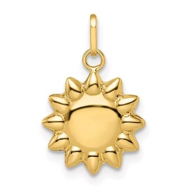 Unbranded 14K Yellow Gold Polished Puffed Sun Pendant