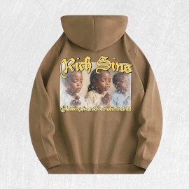 Rich Sins Graphic Hoodie 100% Cotton US Warehouse 6 ColorsColor: Blue, Size: M