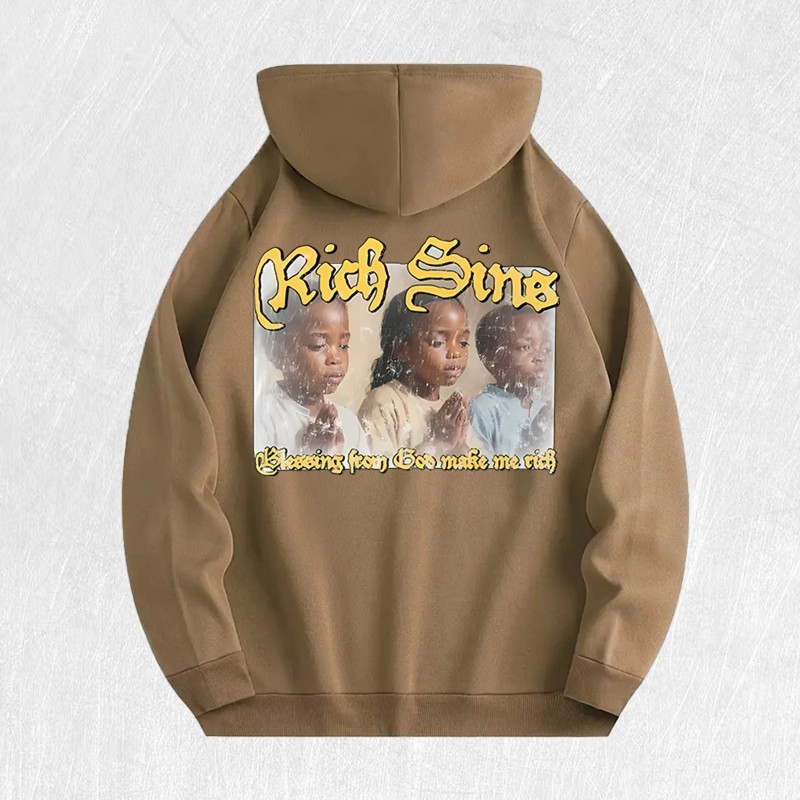 Rich Sins Graphic Hoodie 100% Cotton US Warehouse 6 ColorsColor:
