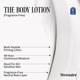 Nécessaire The Body Lotion Fragrance-Free — Unscented Multi-Peptide Body Moisturizer for Women + Men – Non-Comedogenic Lotion for Sensitive Skin – 200 ml/6.8 fl oz