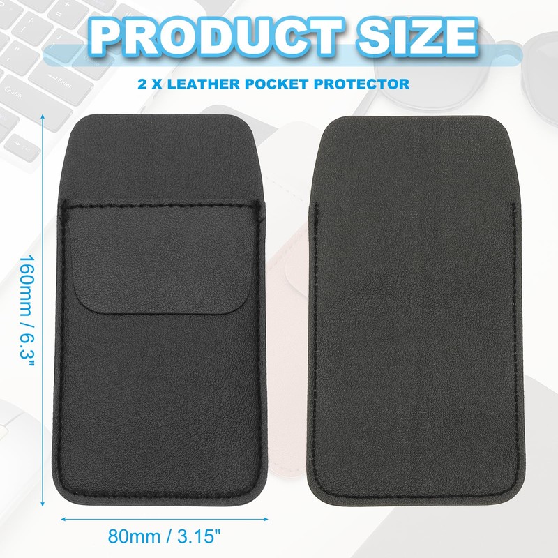 PATIKIL 2 Pack Leather Pocket Protector, MultiPurpose Pen Pocket Protector