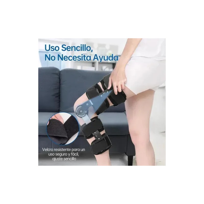 Rodillera Mecanica Graduada Post Operatoria Ajustable Color Negro Talla Unica