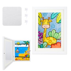 Kids Art Frames Front Opening A4, Childrens Artwork Display Picture Frame, Display Pictures in Portrait or Landscape, Artwork Display Storage Frames For Children Drawing Crafting,Black (2, White)