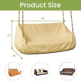 Qkansiw Porch Swing Cover - Outdoor Waterproof Chair Protector, 420D Oxford Patio Hanging Swing Seat Cover with Drawstring, 56" L x 25" W x 32", 1 Pcs