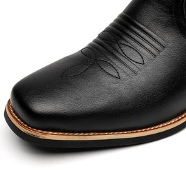 CHUUMEE Men's Fashion Round Toe Embroidered Western Cowboy Boots (Black 2,8.5,8.5)