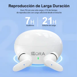 Audífonos In-ear Inalámbricos 1hora Aut205 Blanco Auriculares Inalambricos Bluetooth 5.3 Con Microfono